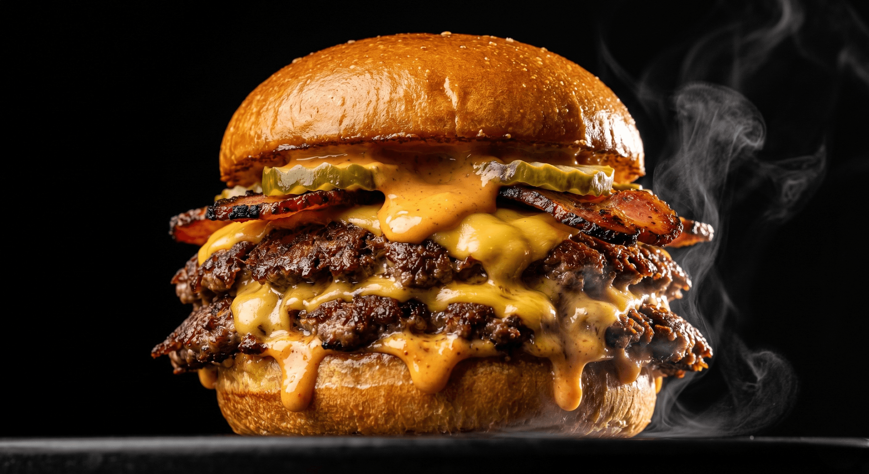 D-Smash burger duplo com queijo americano e bacon
